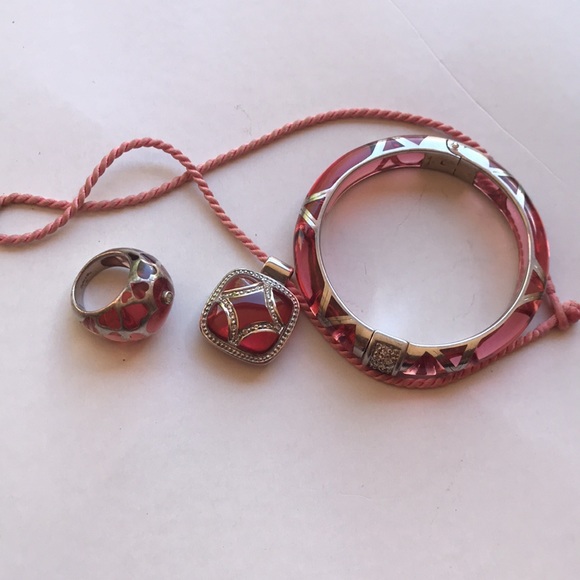 Angelique De Paris Pink Glass/Silver/White Topaz - Picture 10 of 10
